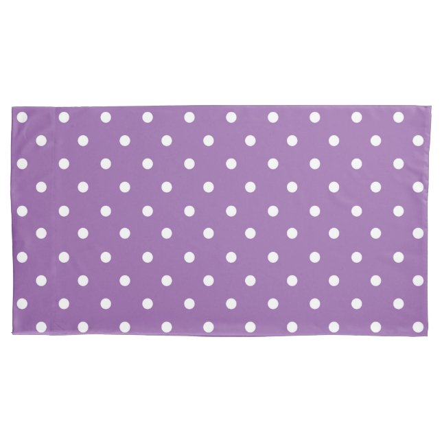 Funda De Cojín Puntos de Polka morado y blanco de bonito (Anverso)