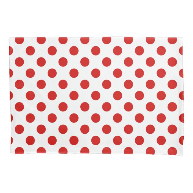 Funda De Cojín Puntos de polka rojos y blancos (Anverso)