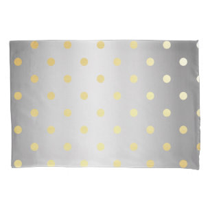 Funda De Cojín puntos elegantes de polka de oro y plata