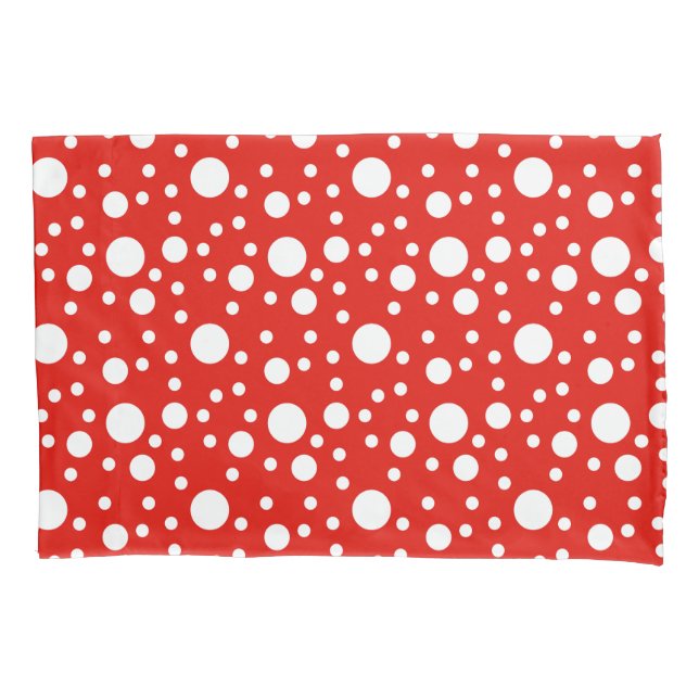 Funda De Cojín Puntos rojos de polka blanca (Anverso)