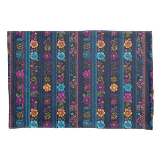 Funda De Cojín Purple and blue mixed boho floral patterns