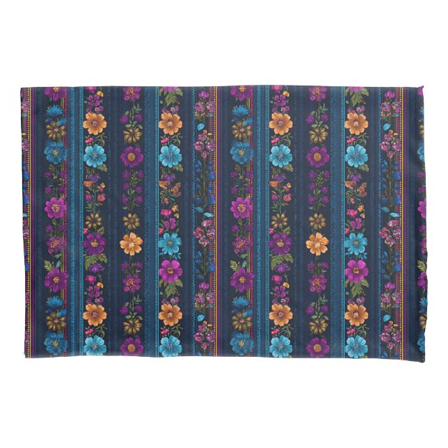 Funda De Cojín Purple and blue mixed boho floral patterns (Anverso)