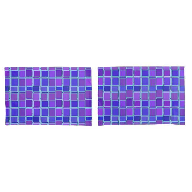 Funda De Cojín Purple Mosaic Squares Tile Pattern (Anverso - Set)