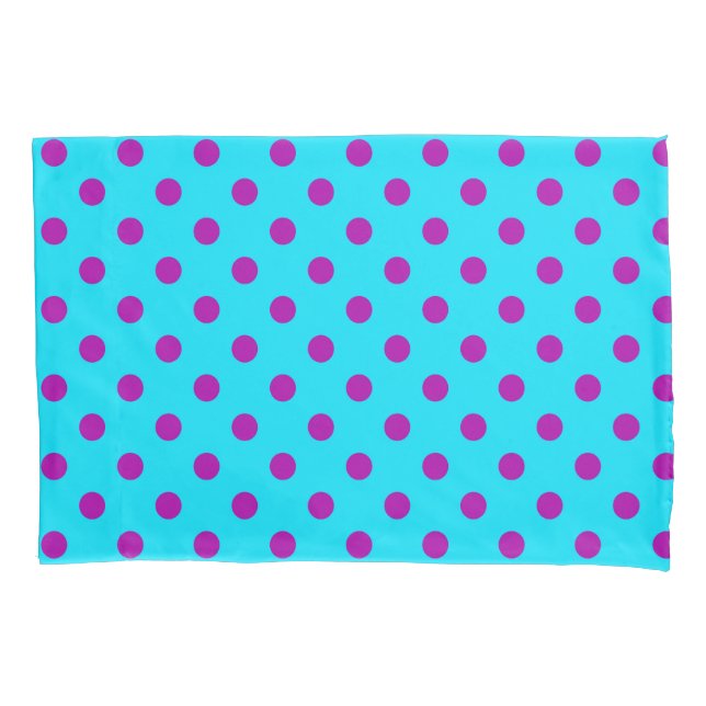 Funda De Cojín Purple On Blue Polka Dots Pattern Design (Anverso)