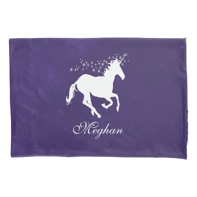 Funda De Cojín Púrpura Unicornio (Anverso)