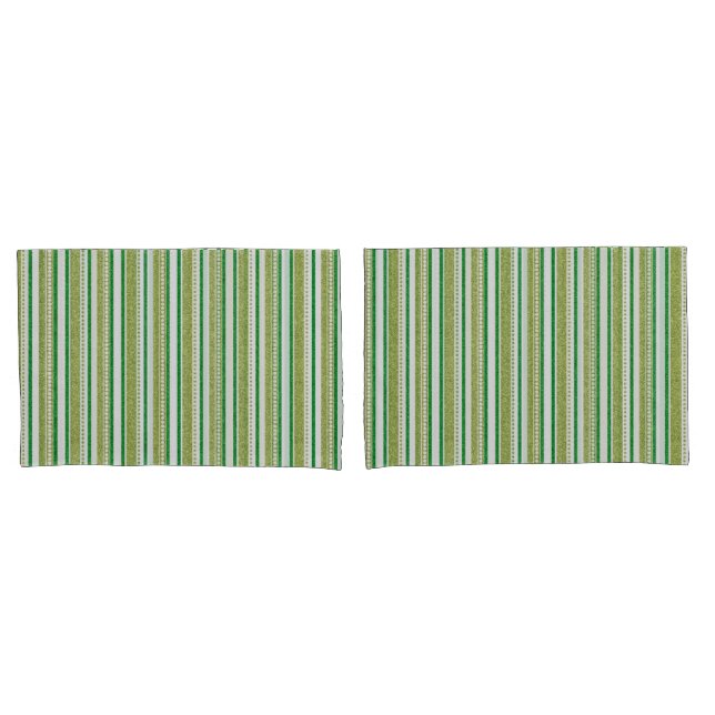 Funda De Cojín Purpurina de franjas verdes (Anverso - Set)