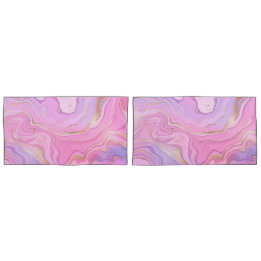 Funda De Cojín Purpurina de mármol de lujo Pink Purple Gold