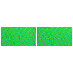 Funda De Cojín Quadrados verde azulado, linhas de três cores.
