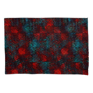 Funda De Cojín Quadriculados riscados em azul claro, cor vermelho
