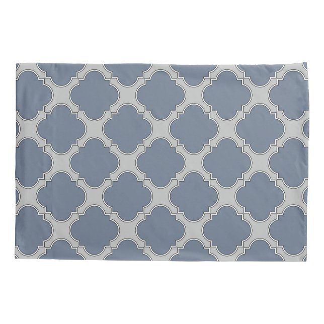 Funda De Cojín Quatrefoil azul-gris (Reverso)