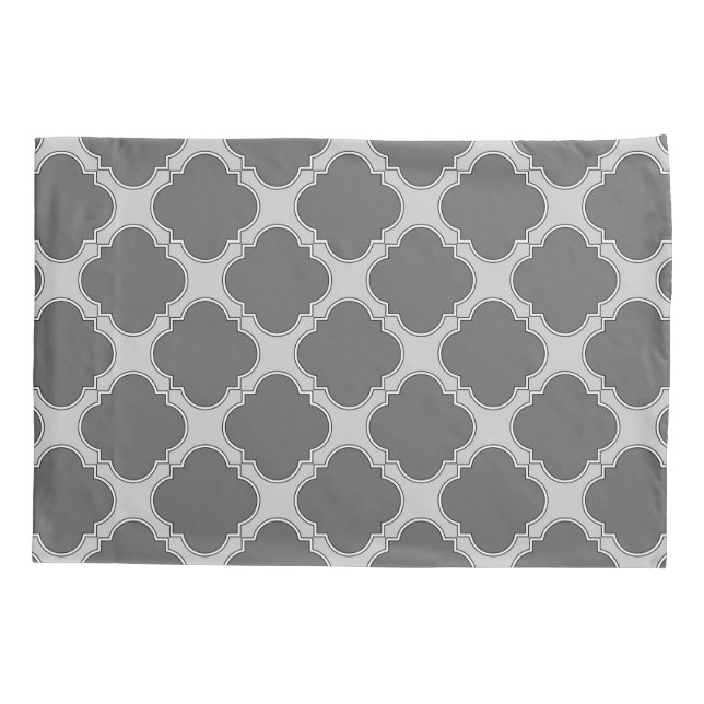 Funda De Cojín Quatrefoil en tonos grises (Reverso)