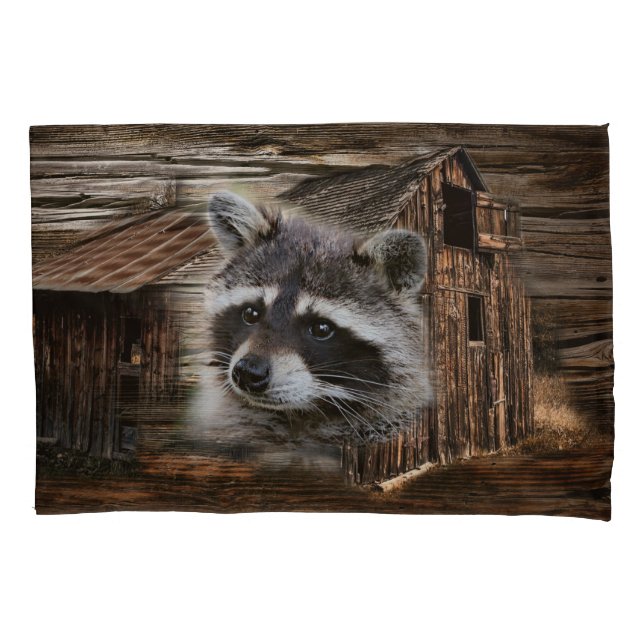 Funda De Cojín Raccoon En El Antiguo Barn (Anverso)
