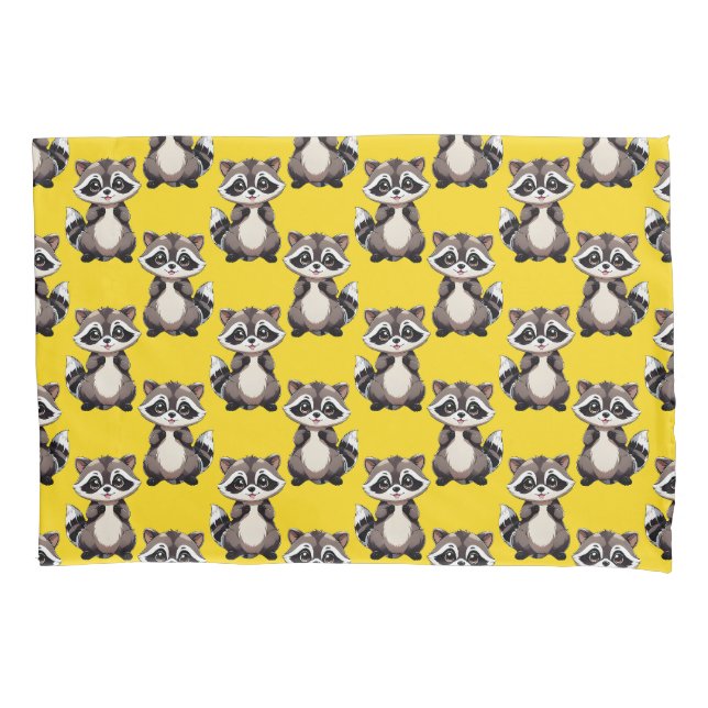 Funda De Cojín Raccoon Pattern Design Yellow  (Anverso)