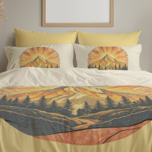 Rainbow Mountain Peak | Retro Mountains Sunrise 