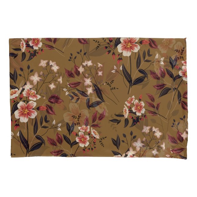 Funda De Cojín Rama de flores rosadas, composición abstracta. (Anverso)