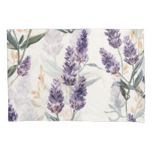 Funda De Cojín Ramilletes de lavanda Botánico acuarela púrpura fl