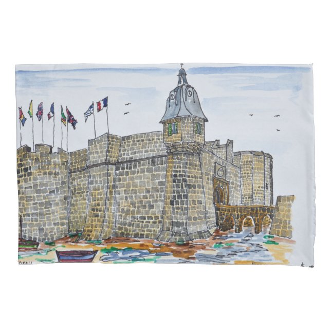 Funda De Cojín Ramparts y Puerta de Concarneau| Bretaña, Francia (Anverso-izquierdo)