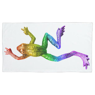 Funda De Cojín rana de colores arcoíris de SlipperyJoe renderizad