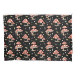 Funda De Cojín Ranas del bosque y hongos Amanita muscaria en acua