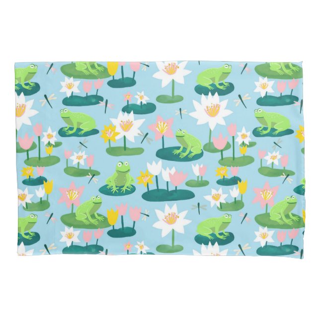 Funda De Cojín Ranas y Personalizados de lirio (Anverso)