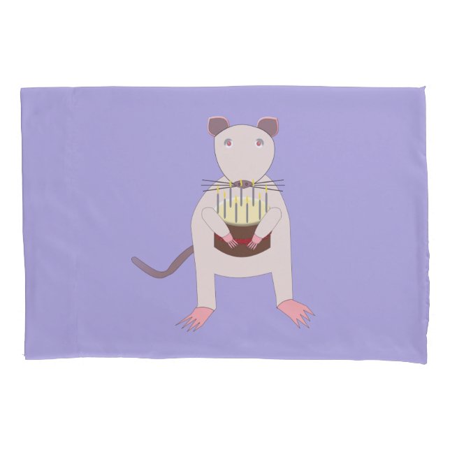 Funda De Cojín Rata siamesa con pastel de cumpleaños patentado (Anverso)