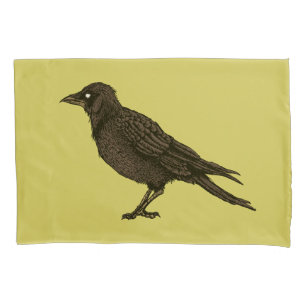 Funda De Cojín Raven Creepy Crow Bright Gothic Ink Art