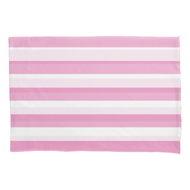 Funda De Cojín Raya Horizontal Rosa Claro y Blanco (Anverso-izquierdo)