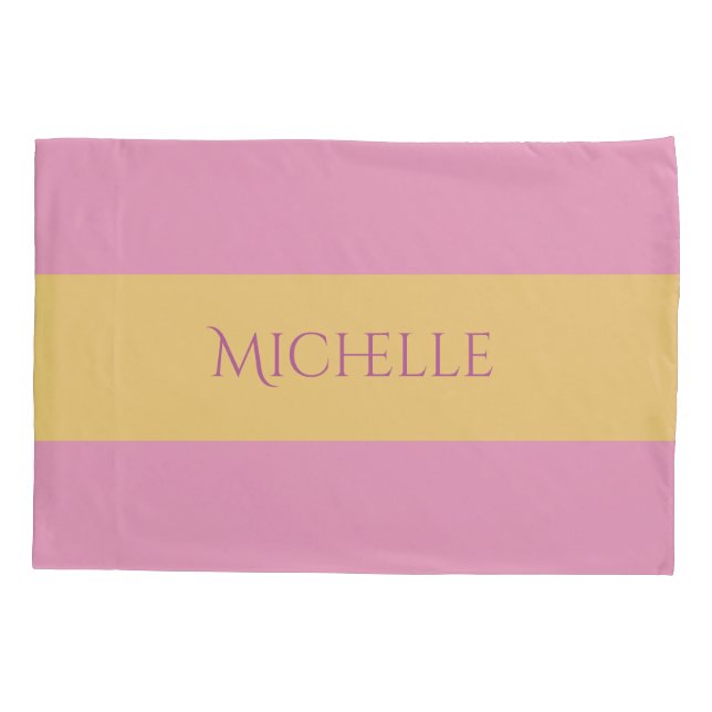 Funda De Cojín Rayas amarillas en cualquier monograma Personaliza (Reverso)