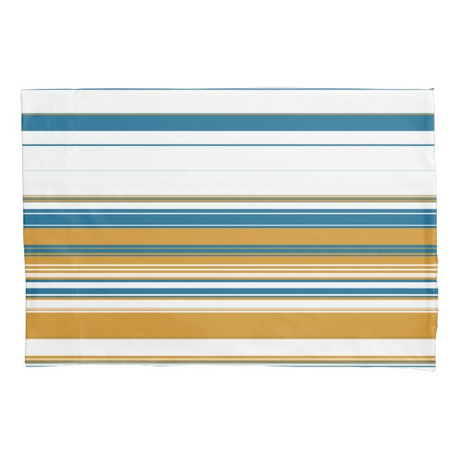 Funda De Cojín Rayas azules amarillas y blancas (Anverso)