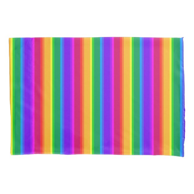 Funda De Cojín Rayas de arco iris irregulares (Anverso)