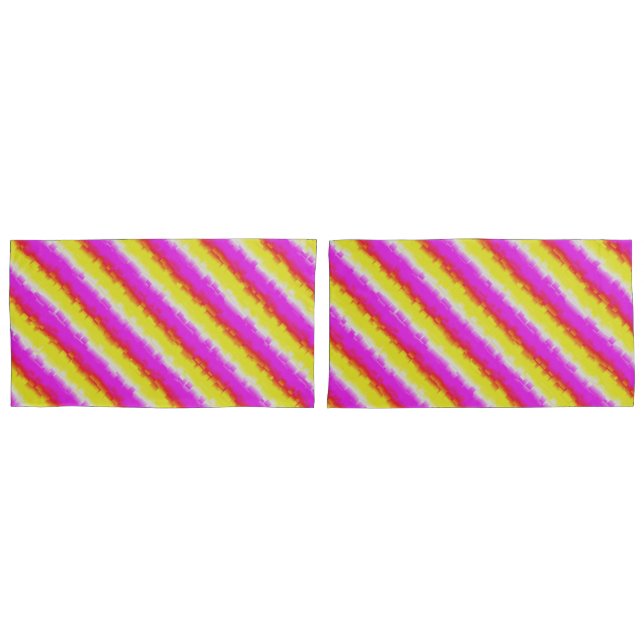 Funda De Cojín Rayas de arco iris rosado de Artdeco (Anverso - Set)