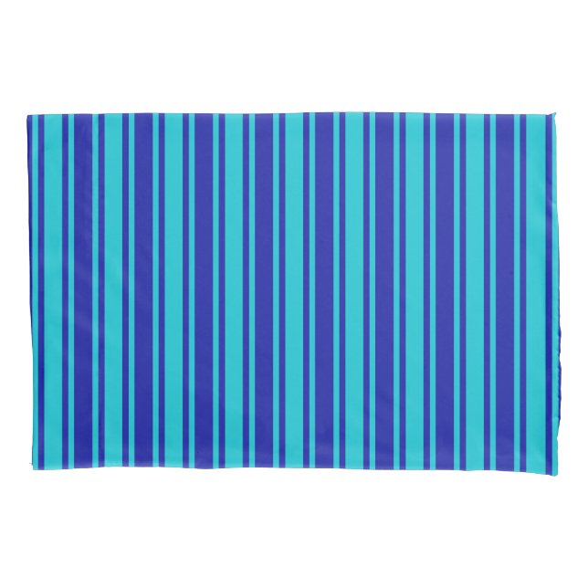 Funda De Cojín Rayas de caramelo azul turquesa (Anverso)