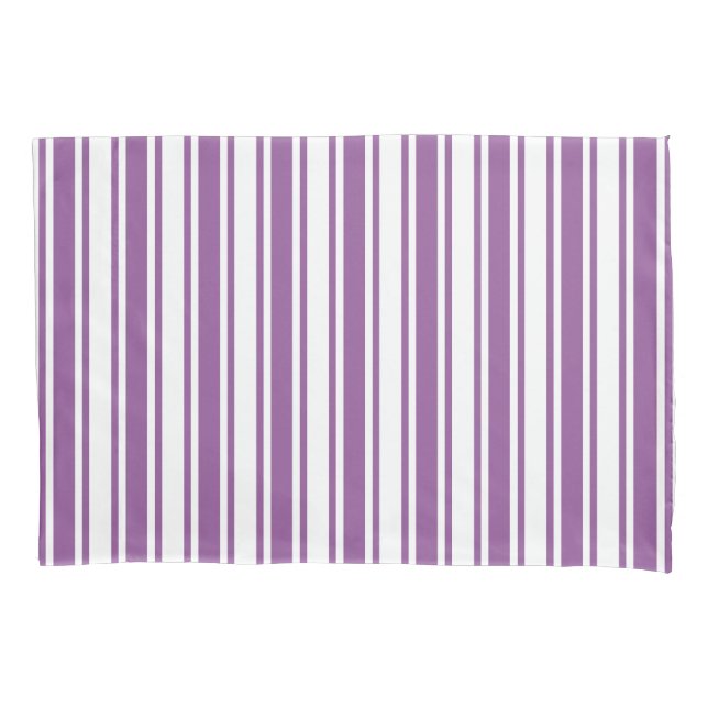 Funda De Cojín Rayas de caramelo morado y blanco (Anverso)