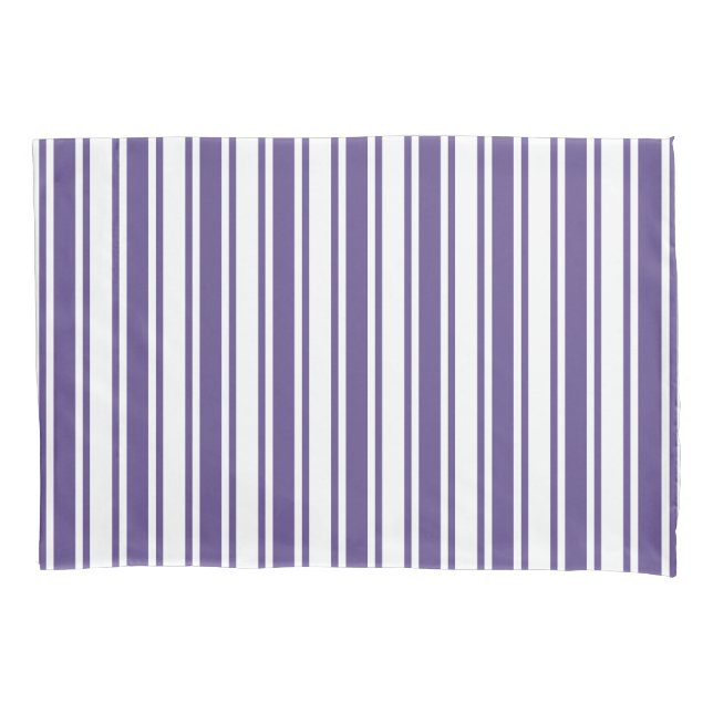Funda De Cojín Rayas de caramelos ultravioletas y blancas (Anverso)