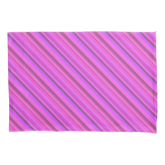 Funda De Cojín Rayas diagonales rosas (Anverso)