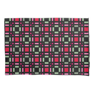 Funda De Cojín Rayas negras rojas de yeso geométrico