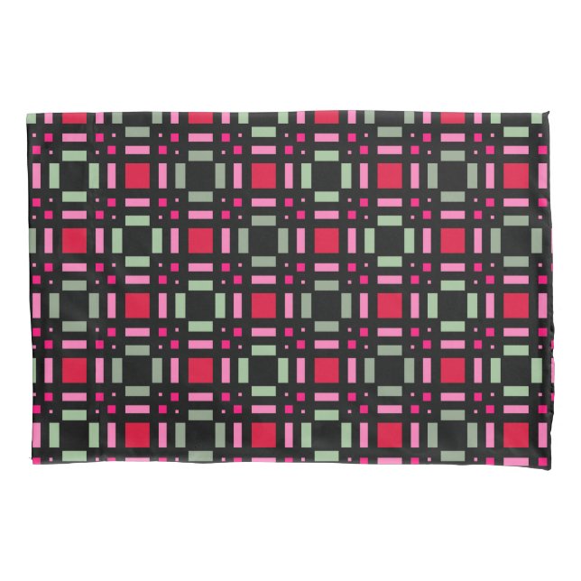 Funda De Cojín Rayas negras rojas de yeso geométrico (Anverso)