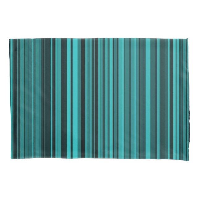 Funda De Cojín Rayas negras verde azuladas (Anverso-izquierdo)