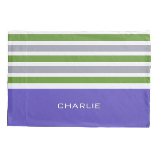 Funda De Cojín Rayas Patrón personalizado monograma almohadas (Reverso)