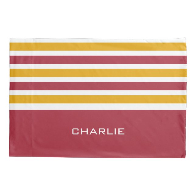 Funda De Cojín Rayas Patrón personalizado monograma almohadas (Reverso)