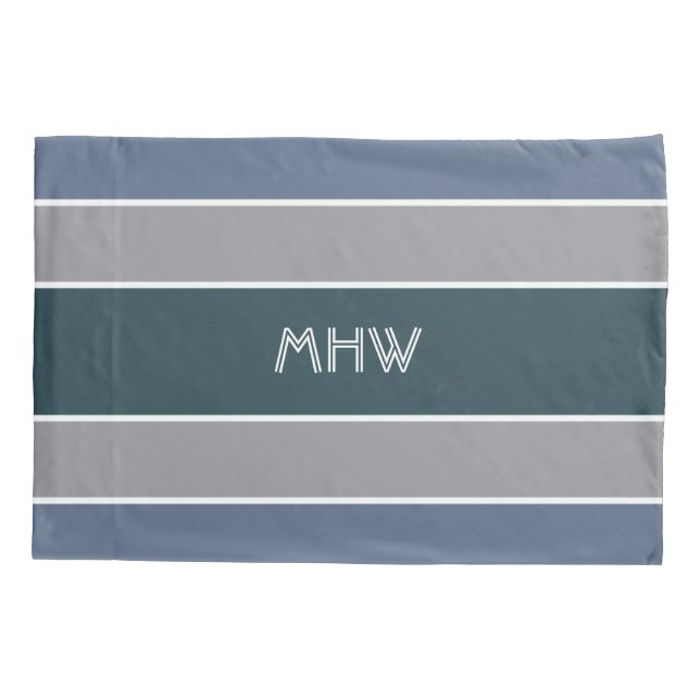 Funda De Cojín Rayas Patrón personalizado monograma almohadas (Reverso)