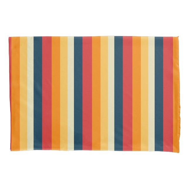 Funda De Cojín rayas rojas, azules, naranjas y amarillas (Anverso)