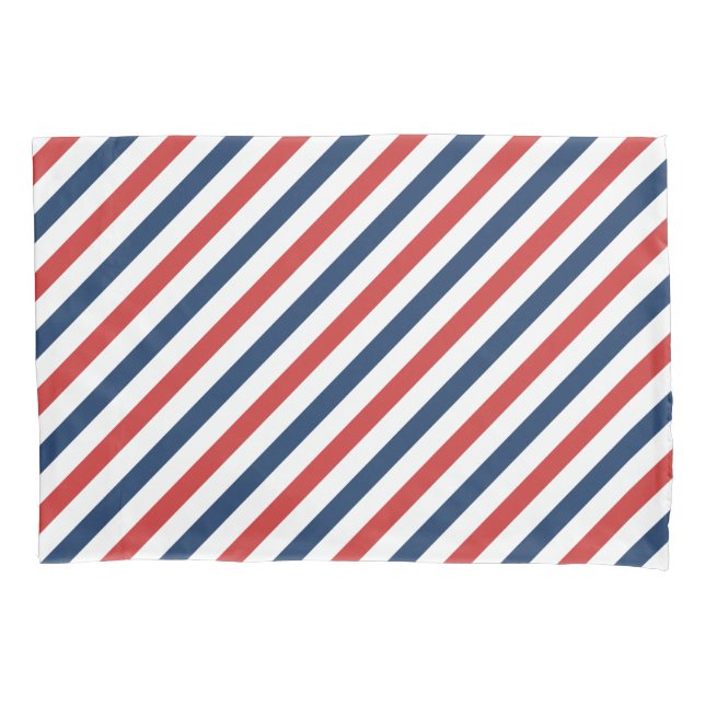 Funda De Cojín Rayas Rojas Blancas y Azules Patrióticas (Anverso)
