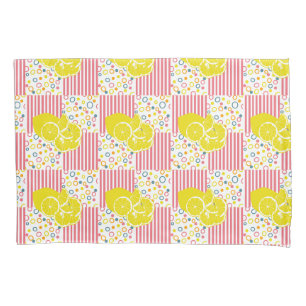 Funda De Cojín Rayas rosas amarillas Lemons