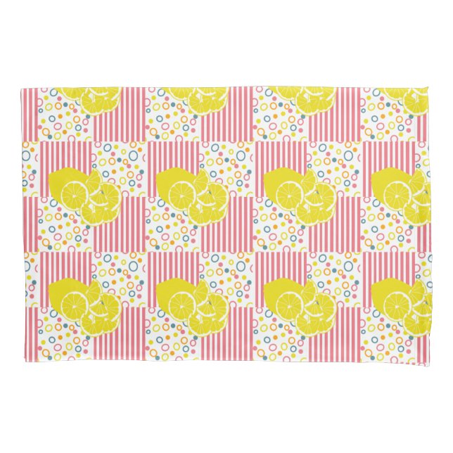 Funda De Cojín Rayas rosas amarillas Lemons (Anverso-izquierdo)