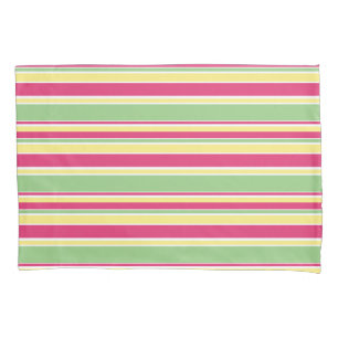 Funda De Cojín Rayas rosas, verdes y amarillas