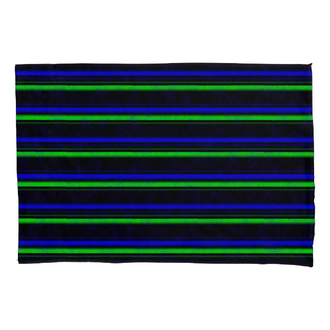 Funda De Cojín Rayas verdes de color azul negro (Anverso)