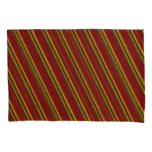 Funda De Cojín Rayas Verdes y Doradas con Brillo (Anverso)