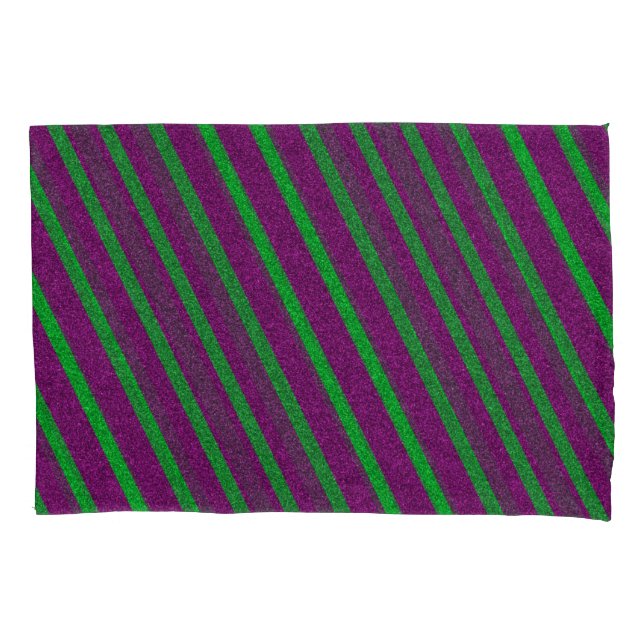 Funda De Cojín Rayas Verdes y Moradas con Brillo (Anverso)