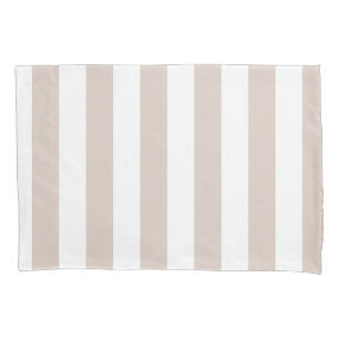 Funda De Cojín Rayas Verticales Beige Y Rayas Blancas